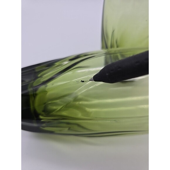 Vintange Anchor Hocking MCM Olive Green Starfire Swirl Central Park Set of 2 - Picture 7 of 7